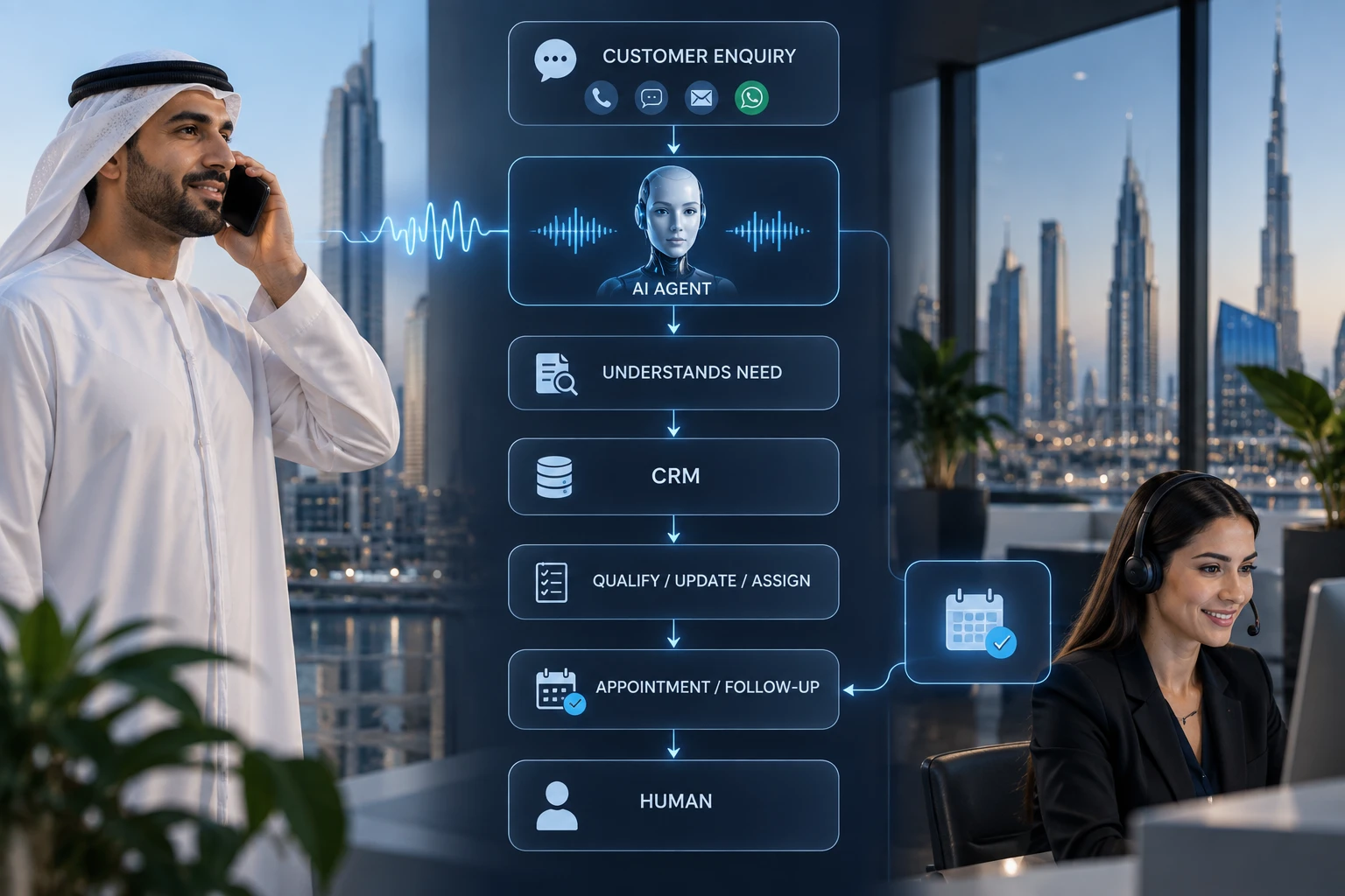 AI and CRM workflow for UAE business lead management