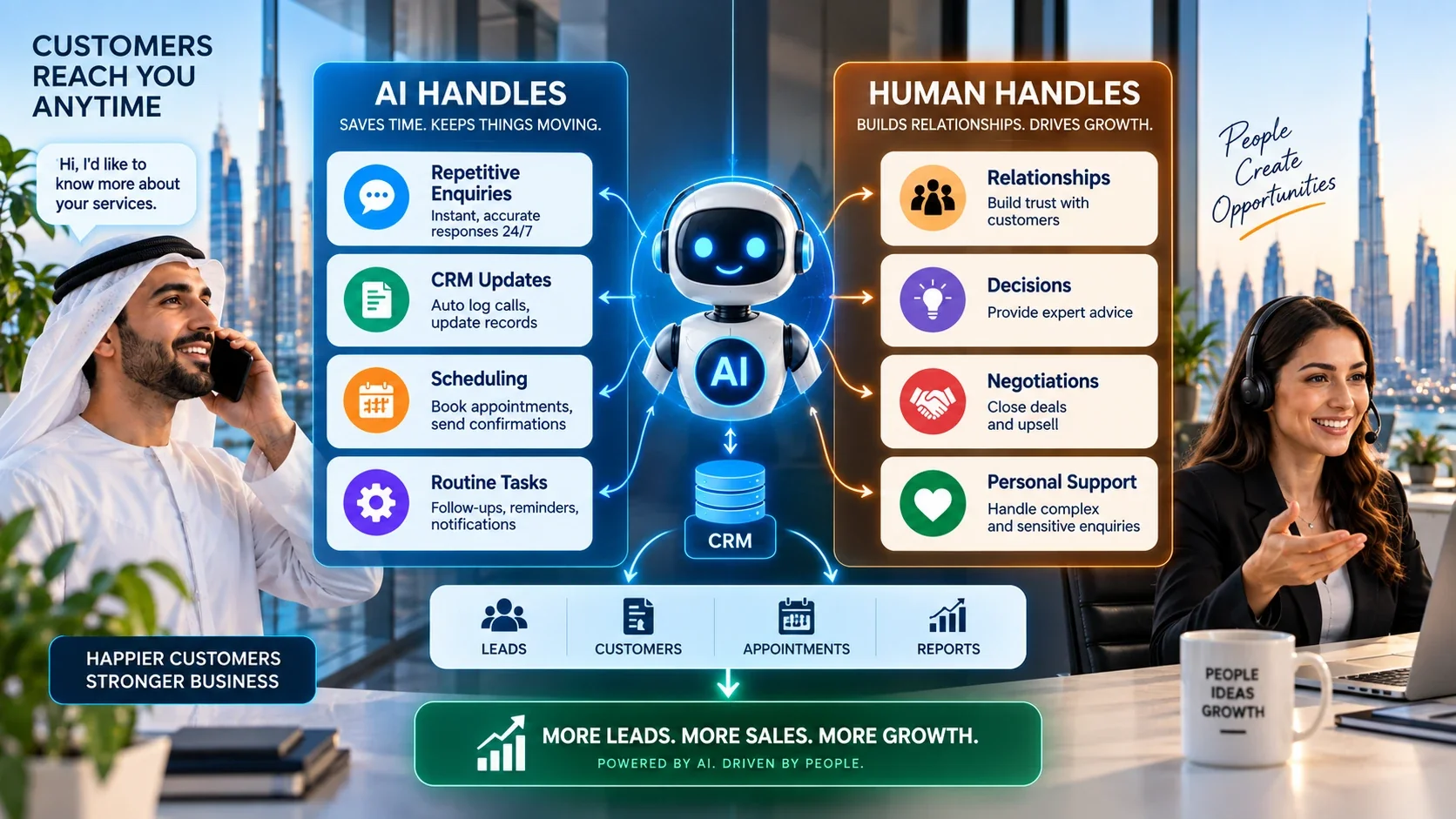Human teams working alongside AI automation